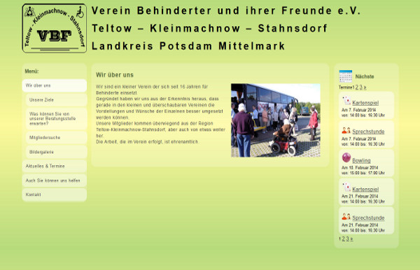 Design und Umsetzung in WordPress -- Verein Behinderter und ihrer Freunde e.V.